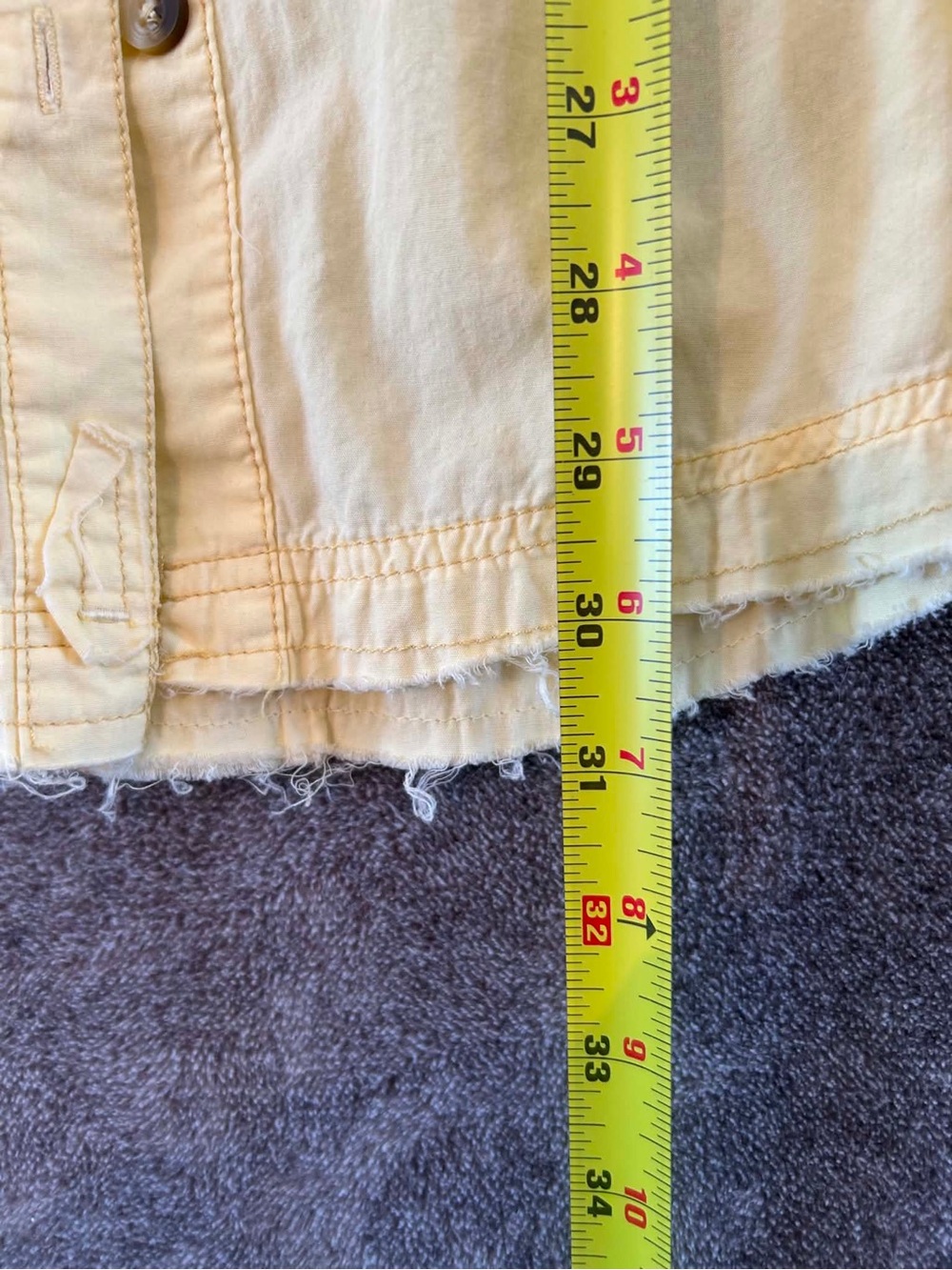 We The Free The Frayed Hem Lightweight Button-Up Shirt Yellow Oversized Medium - Picture 4 of 8
